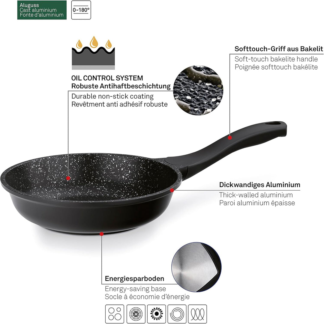 kela Bratpfanne 20cm STELLA NOVA, kleine Pfanne Induktion mit Oil Control System, Aluguss beschichte