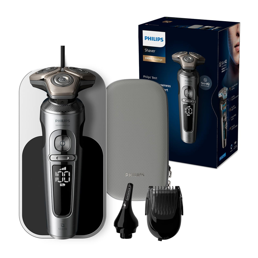 Philips Shaver Series 9000 Prestige, Elektrischer Nass- und Trockenrasierer, helles Chrom, Lift & Cu