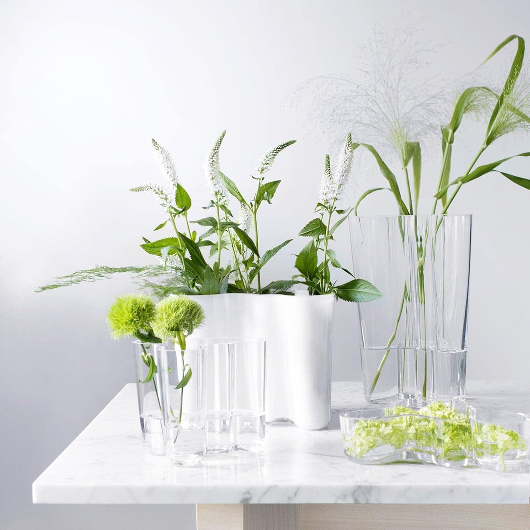 Iittala Vase Aalto 160 mm Weiss aus Glas, 160 mm Weiss