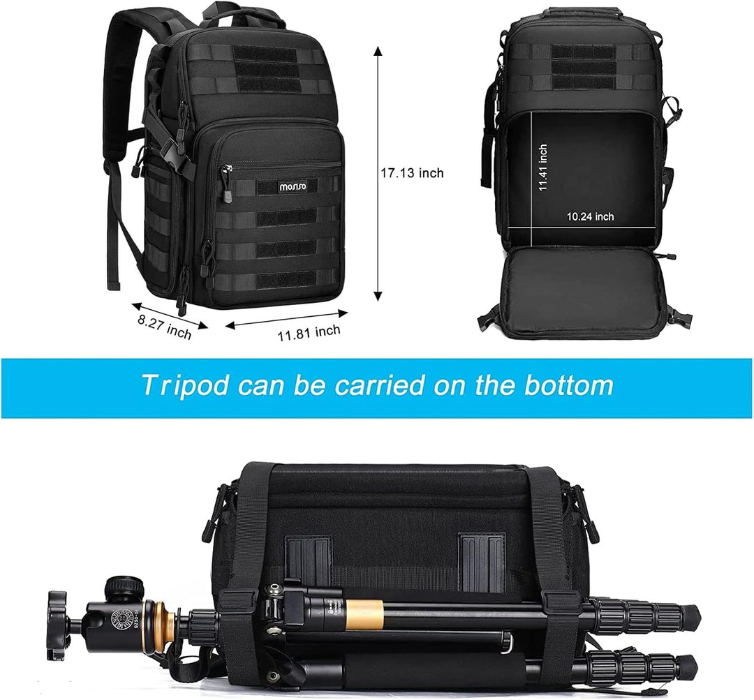 MOSISO Kamerarucksack, DSLR/SLR/Spiegellose Fotografie Taktisch Kamera Tasche Hülle Wandern im Freie