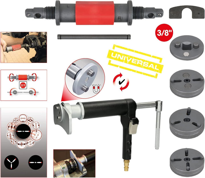KS Tools 150.2440 Universal Bremskolben-Rückstell-Werkzeug-Satz, 8-tlg