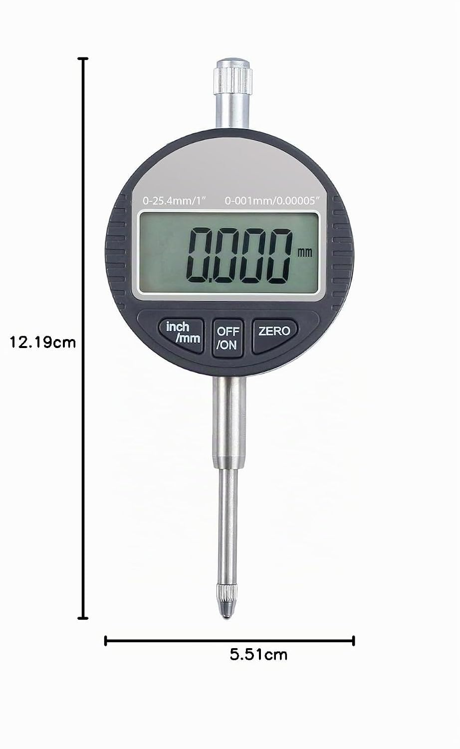 AUTOUTLET Digitale Messuhr 0.001mm/0.00005''Digital Messtaster 0-25.4mm/1'' Messbereich Digital Indi