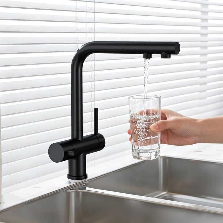 Wasserhahn Küche 3 Wege, 360° Drehbar Küchenarmatur, 3 in 1 Mischbatterie für Wasserfilter, Trinkwas