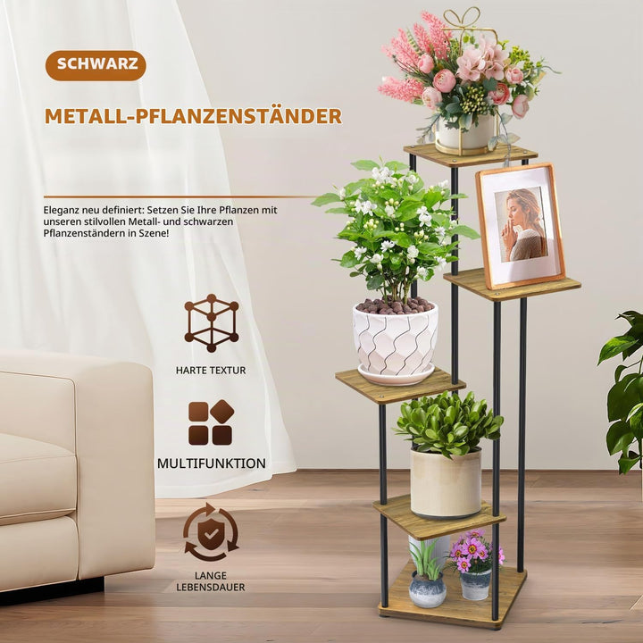 STLOVe Pflanzenständer 5 Etagen Blumenständer Innen Aussen Blumentopfständer Pflanzenregal Modernes