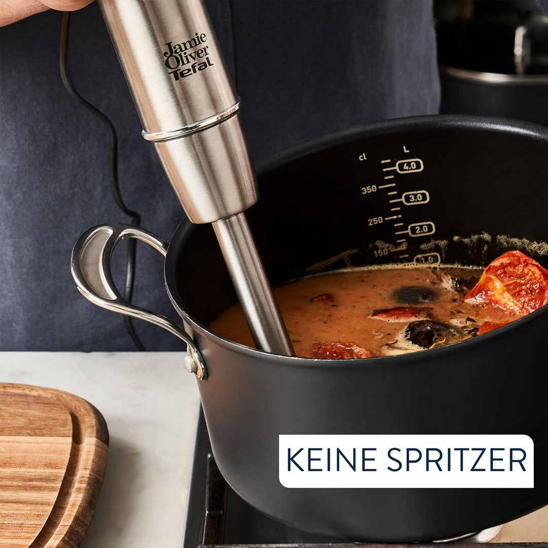 Jamie Oliver by Tefal Stabmixer, Edelstahlklingen, 1200 Watt, Mixerfuss spülmaschinengeeignet, Multi