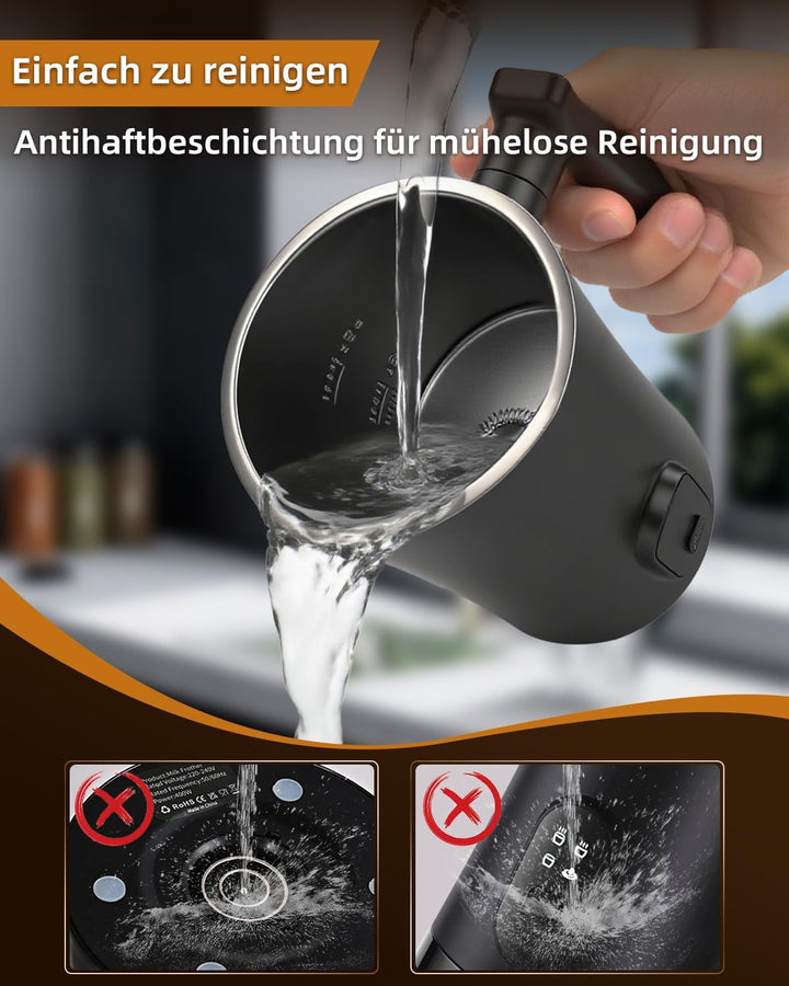 Liksiy Milchaufschäumer, 4-in-1-Kaffee-Milchaufschäumer mit Heiss- und Kaltaufschäumung für Latte, C