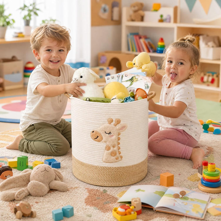 Grosse Aufbewahrungskörbe für Decken für das Wohnzimmer, Spielzeugkörbe aus gewebtem Baumwollseil, A