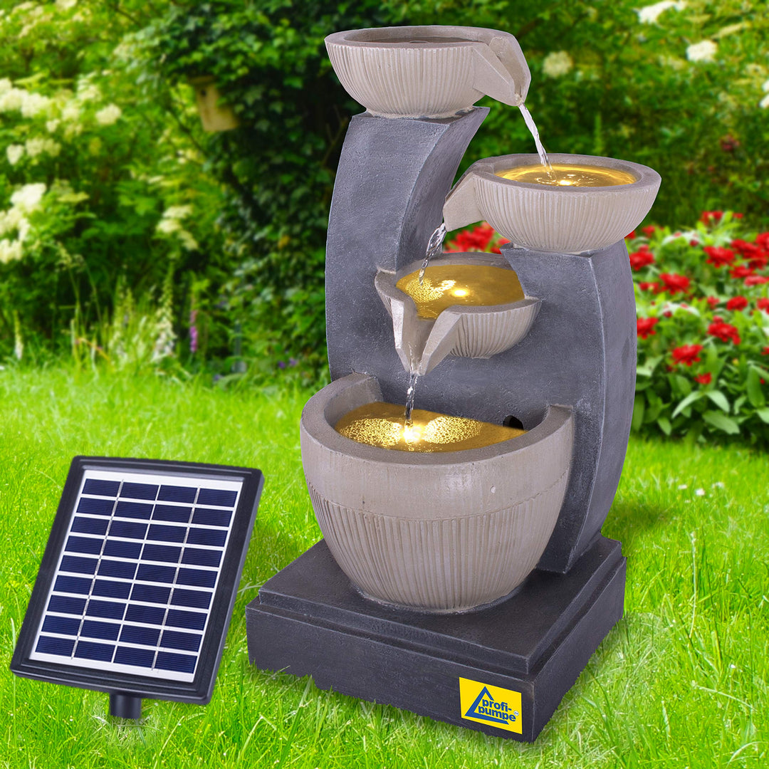 Solar Gartenbrunnen Brunnen Solarbrunnen FENG-Shui Zierbrunnen Wasserfall Gartenleuchte Teichpumpe f