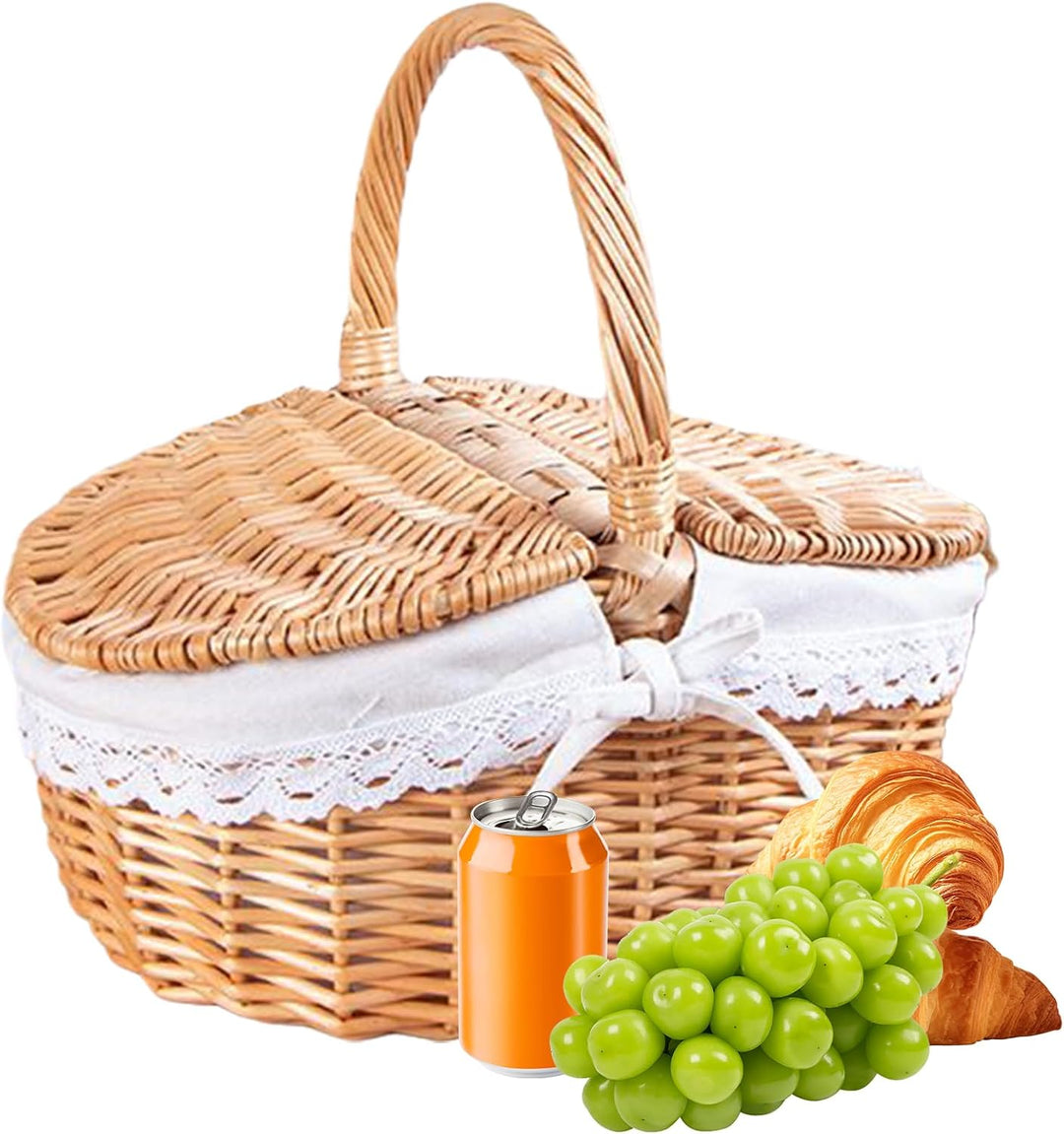 Weidenkorb mit Griff-Design – Picknickkörbe | leerer Weidenkorb | grosse Aufbewahrungsbox für Outdoo