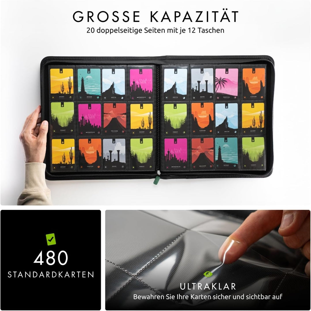 Vault X Premium eXo-Tec Zip Heftmappe - 12 Fächer Sammelkarten Trading Cards Mappe - 480 Fächer mit