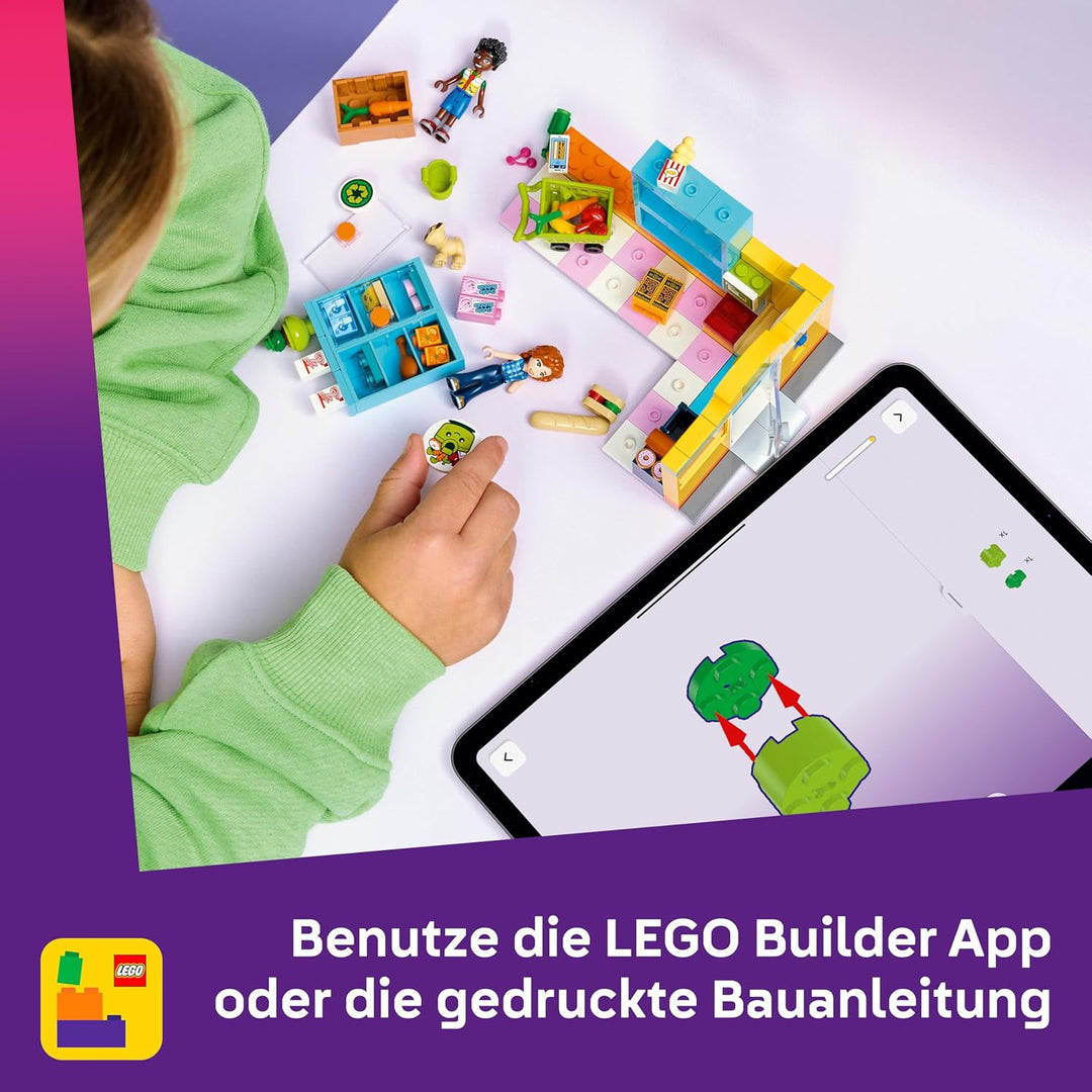 LEGO Friends Heartlake City Mini-Markt - Spielzeugladen mit 2 Mini Puppen, Hundefigur, Kasse &amp; Spiel