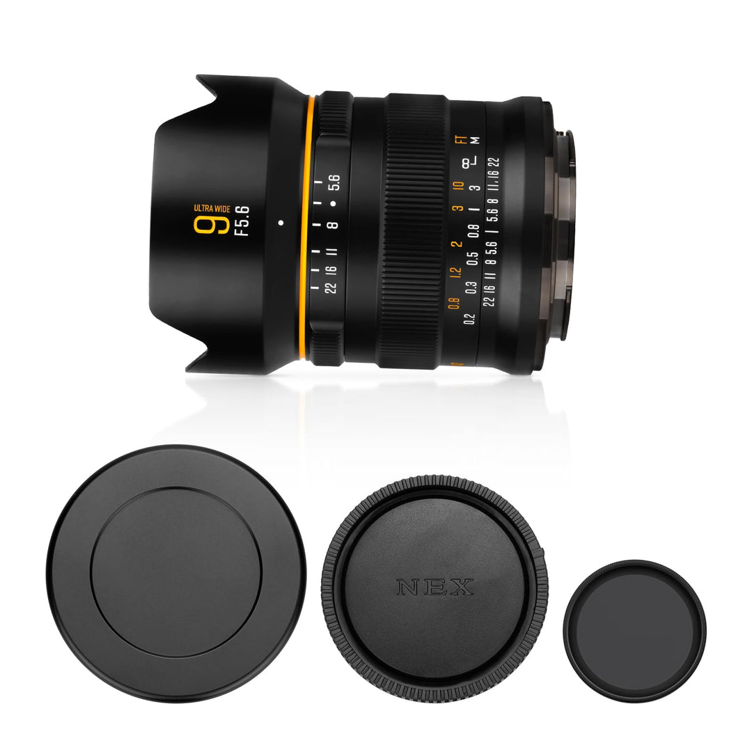 Brightin Star 9 mm F5.6 Objektiv für Sony E-Mount, Full Frame 132° Ultra-Weitwinkel, manueller Fokus