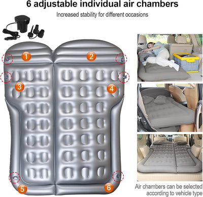 Vinteky Luftmatratze, Aufblasbare Auto Matratze Autobett mit elektrische Luftpumpe und 2 Kissen, Uni