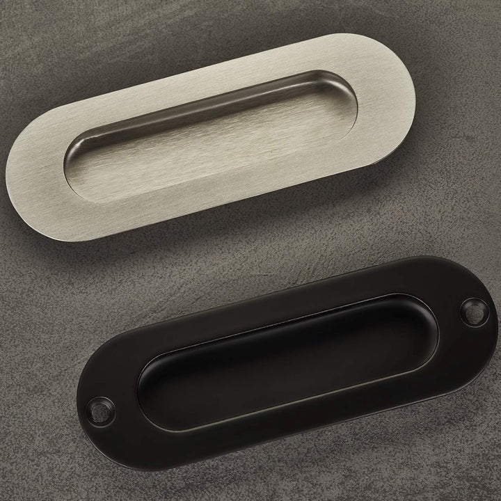 10x Einlassgriffe EL-08 BA 108 mm Edelstahl schwarz matt Schiebetürmuschel Schubkastengriffe Kommode