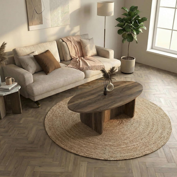 moebel17 Couchtisch Luminous Ratan 120x60 cm (Walnuss), Walnuss