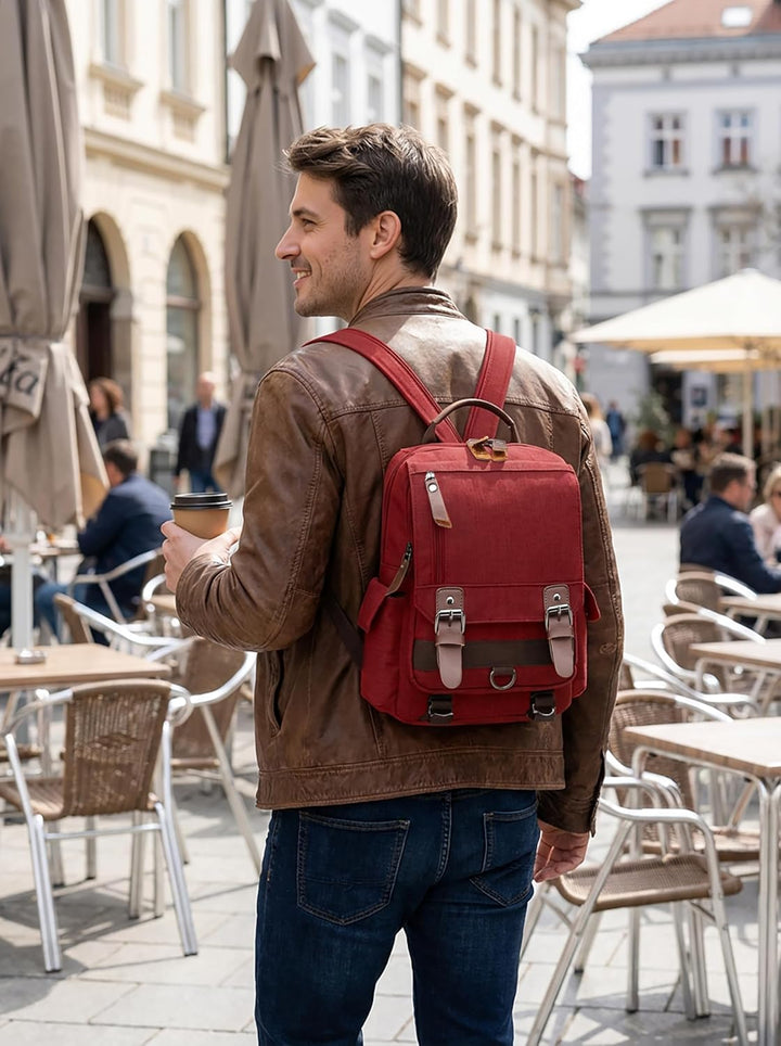 Mode Herren Rucksack Sling Bag Vintage Daypack für 10,9 Zoll iPad mit Griff Mehrere Taschen Brusttas