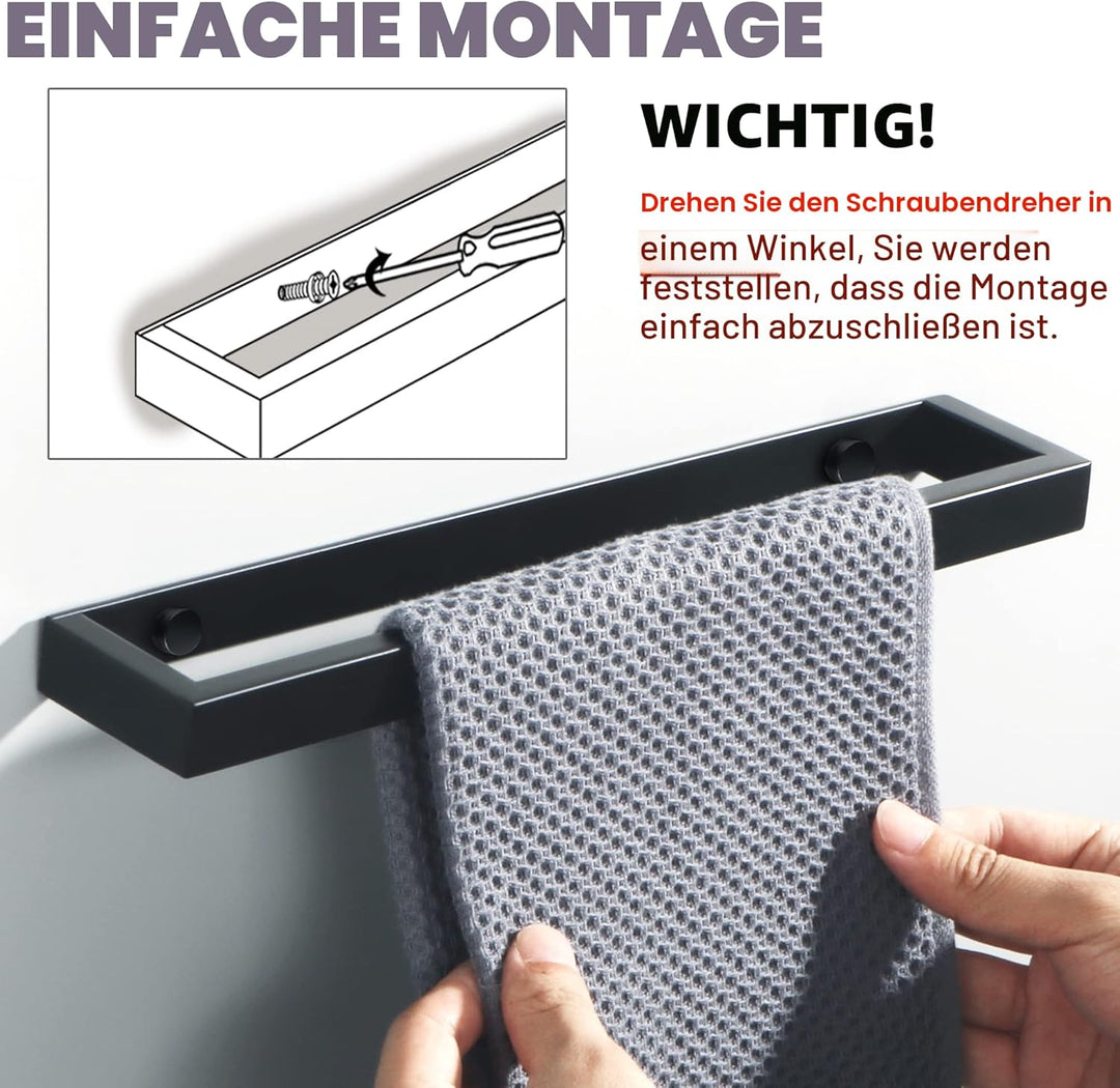 SAYAYO Handtuchhalter Ohne Bohren Schwarz Handtuchstange Ohne Bohren Selbstklebend Wandmontage Edels