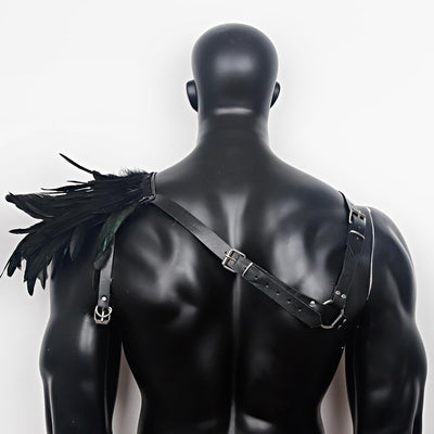 keland Herren Punk Feder Leder Epaulet Schulterumhang Schulterklappen Gothic Halloween Kostüm Access
