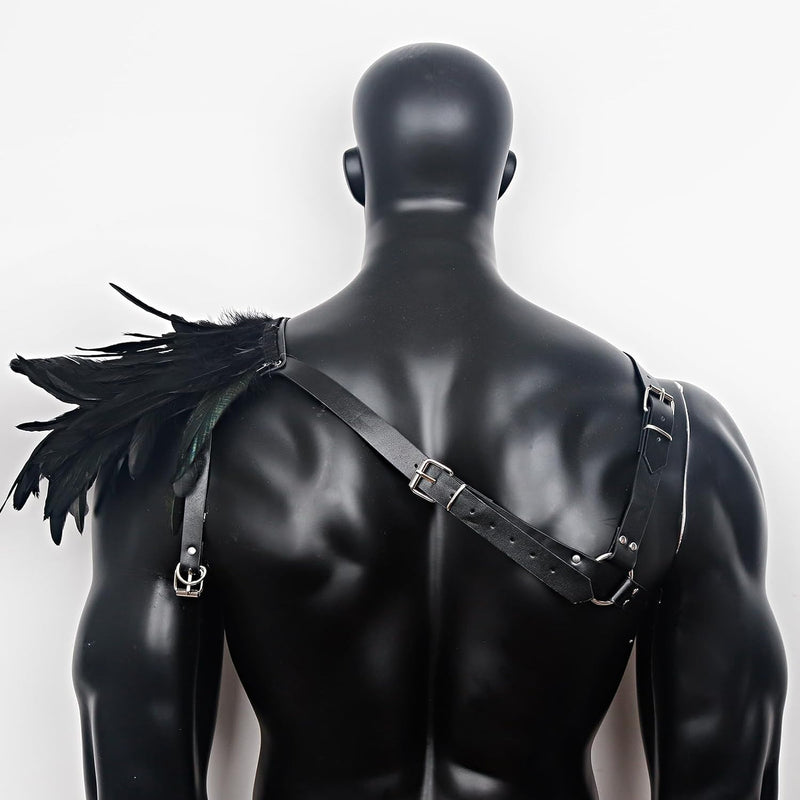 keland Herren Punk Feder Leder Epaulet Schulterumhang Schulterklappen Gothic Halloween Kostüm Access