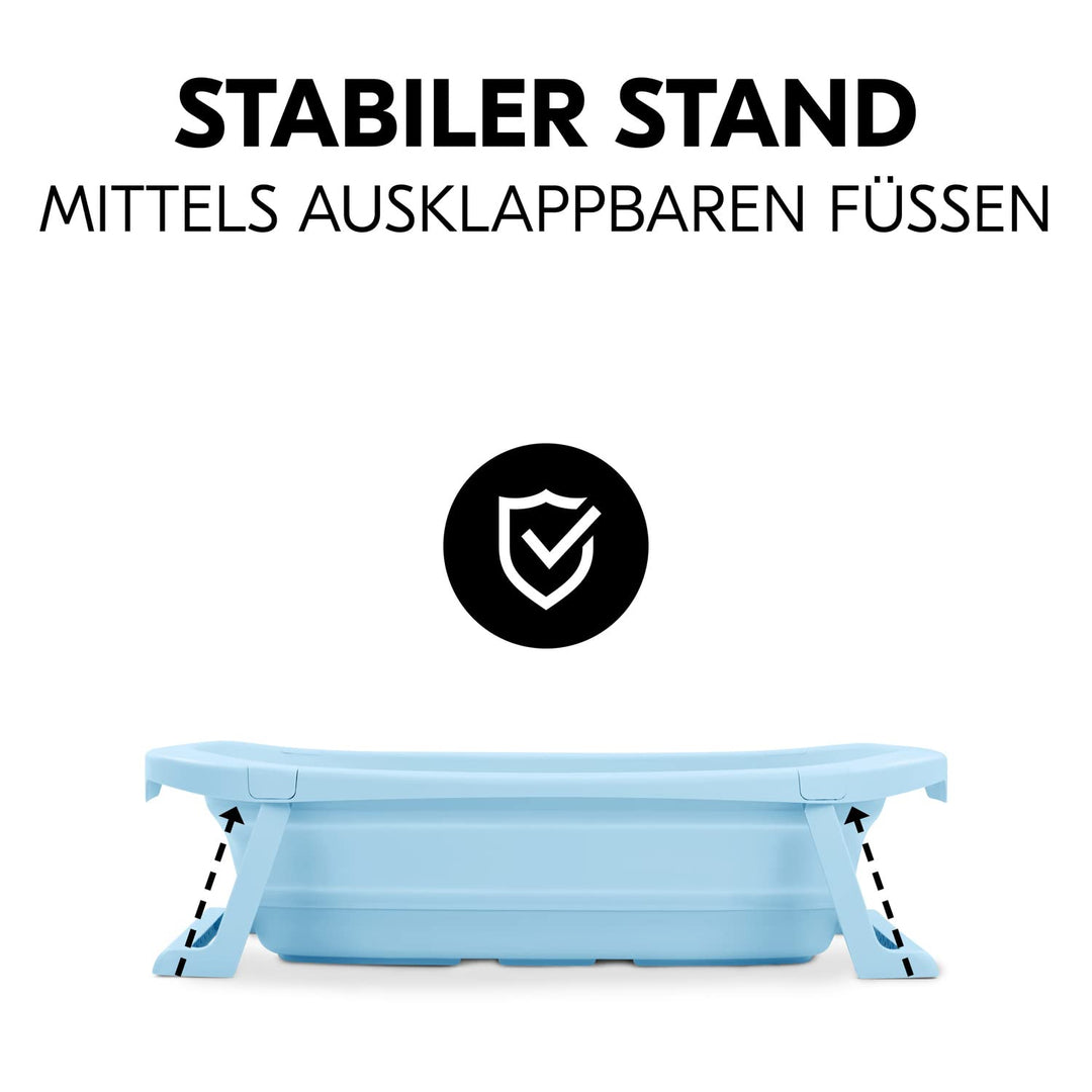 hauck Faltbare Babybadewanne Wash N Fold M für Babys und Kleinkinder bis 16 kg, Ablaufstöpsel mit Fa