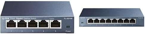 TP-Link TL-SG105 5-Ports Gigabit Netzwerk Switch bündeln mit TP-Link TL-SG108 LAN Switch 8 Port Netz