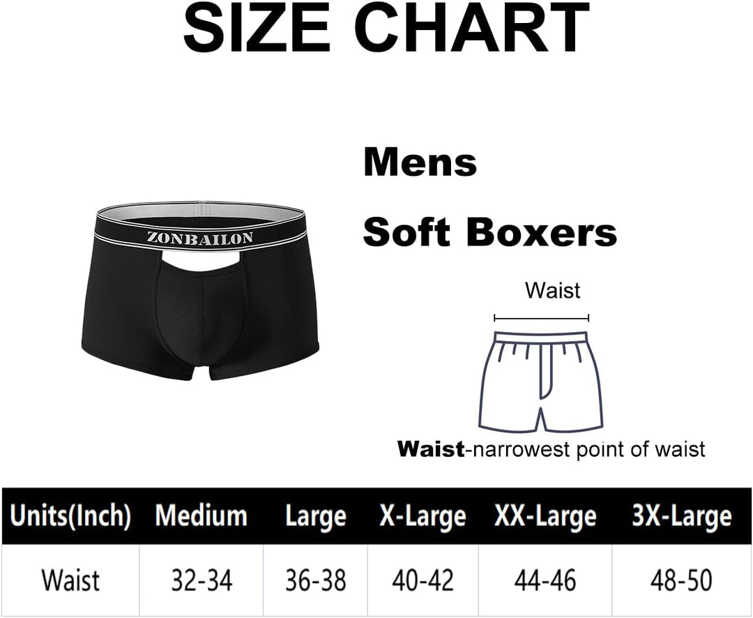 BIATWOWR Herren Boxershorts mit atmungsaktivem Stoff Micro-Mesh erhöhtem Front und Rückenöffnung ohn
