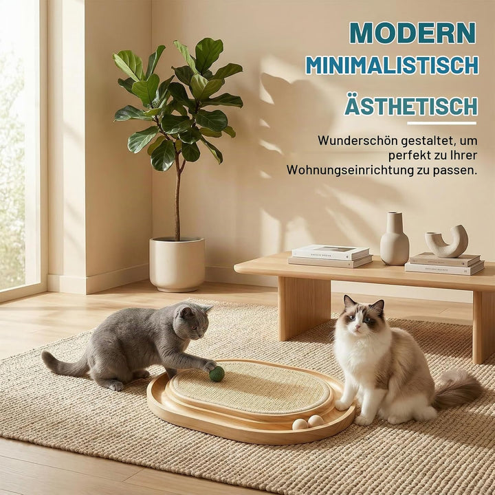 Kratzbrett Katze 43x33x3cm, 2-IN-1 Katzen Spielzeug, Massives Kiefernholz &amp; Natürliche Sisal Pad &amp; K