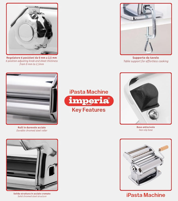 Imperia IPASTA Ruvida Klassische Linie. Nudelmaschine für raue Pasta 100% Made in Italy. Frischpasta