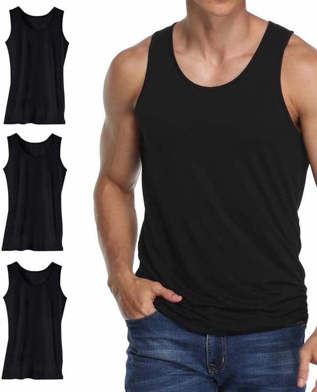 COLORFULLEAF 3/5er Pack Bambus V Ausschnitt T-Shirt Herren Stretch Unterhemd Männer Einfarbig Busine