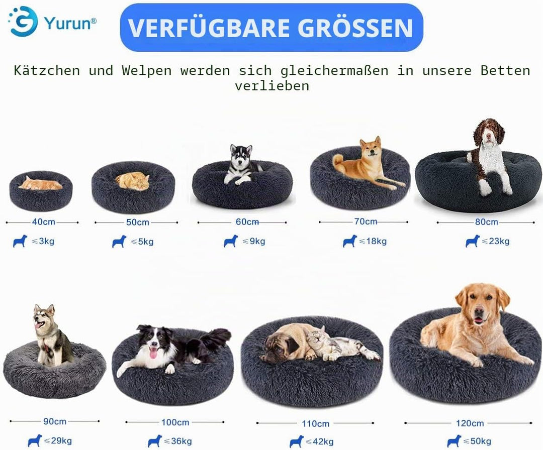 Hundebett, Tierbett Katzenbett Hundesofa Katzensofa, Waschbar Hundebett flauschig rund Hundekissen f