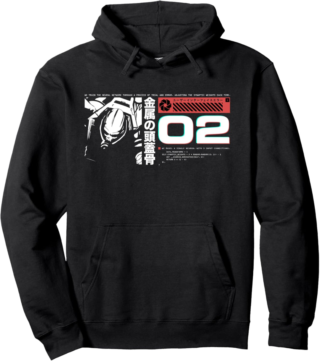 Neural Network Training / Cyberpunk Tokyo Japan Skull X-02 Pullover Hoodie