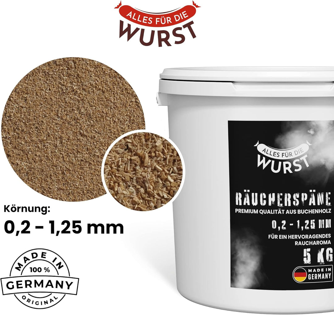 Alles für die Wurst - Räuchermehl Buche, naturbelassenes Buchenrundholz, verschiedene Körnungen erhä