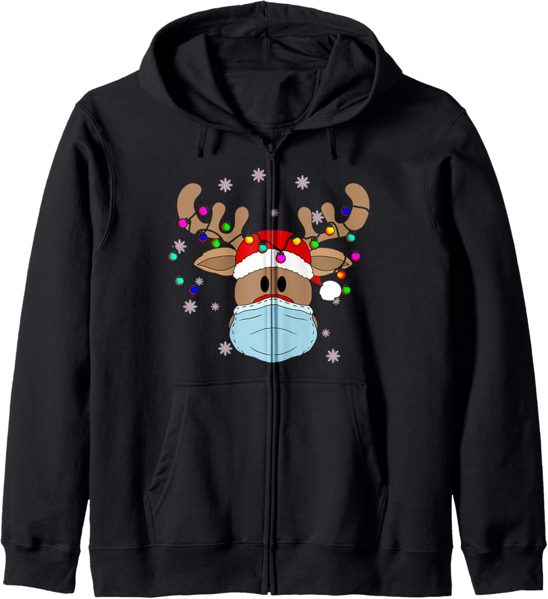 Weihnachten 2022 Rentier Mit Gesichtsmaske Merry Christ-Mask Kapuzenjacke