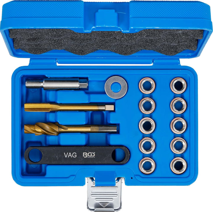 BGS 8408 | Reparatur-Satz für Bremsgewinde | 15-tlg. | für VAG | M12 x 1,5 mm | Bremssattel | Führun
