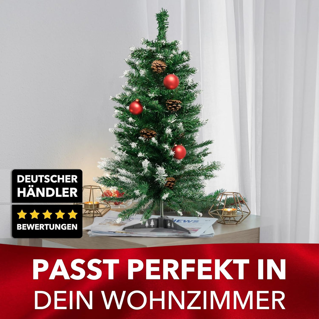 Xonic® Claus Kleiner künstlicher Weihnachtsbaum Schnee 90cm mit echten Tannenzapfen - Tannenbaum kün