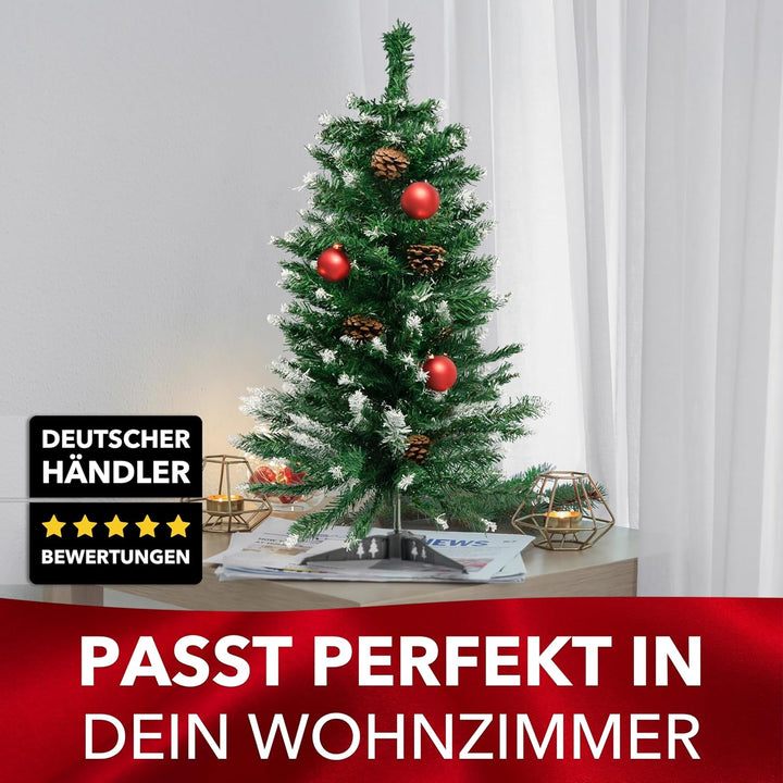Xonic® Claus Kleiner künstlicher Weihnachtsbaum Schnee 90cm mit echten Tannenzapfen - Tannenbaum kün