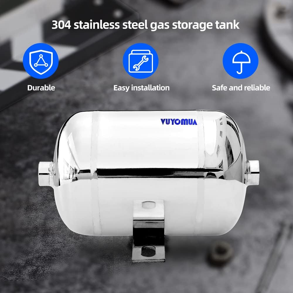 304 Stainless Steel High Pressure Mini Small Portable Air Tank Air Reservoir Water Storage Tank (1L-