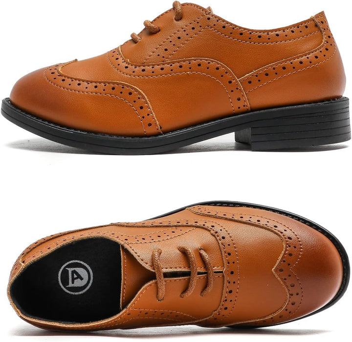 DADAWEN Jungen Schnürhalbschuhe Schule Uniformschuhe Anzugschuhe 27 EU Gelb, 27 EU Gelb
