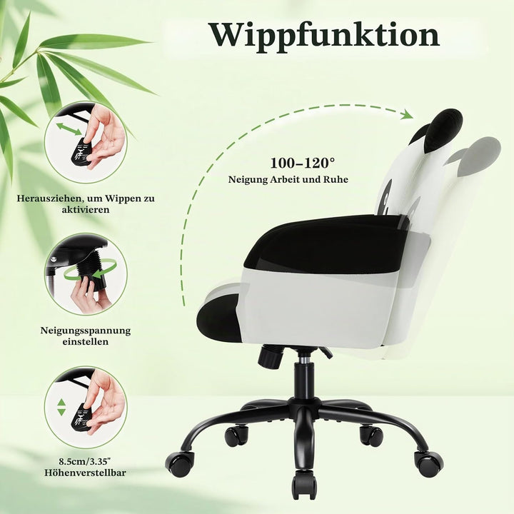 IWMH Bürostuhl,Ergonomisch Homeoffice Stuhl mit breiter Sitzfläche,Schreibtischstuhl mit Panda-Muste
