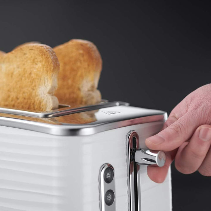 Russell Hobbs Toaster [für 2 Scheiben] Inspire Weiss mit hochwertiger Hochglanz-Struktur (extra brei