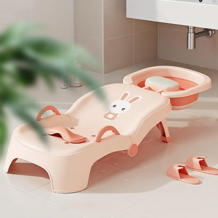 Klappbarer Baby Shampoo Stuhl | Klappbarer Shampoonier-Sessel - Verstellbare Kopfstütze Rinse-Sitz F