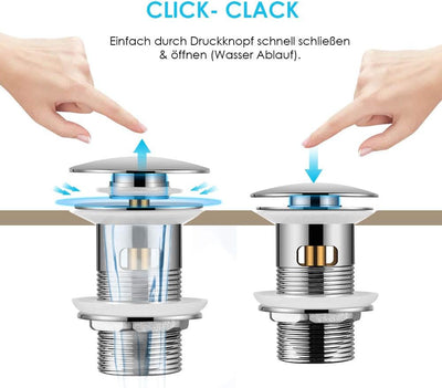 Wasserrhythm Universal Siphon mit Ablaufgarnitur für Waschbecken und Waschschalen mit Überlauf, Chro