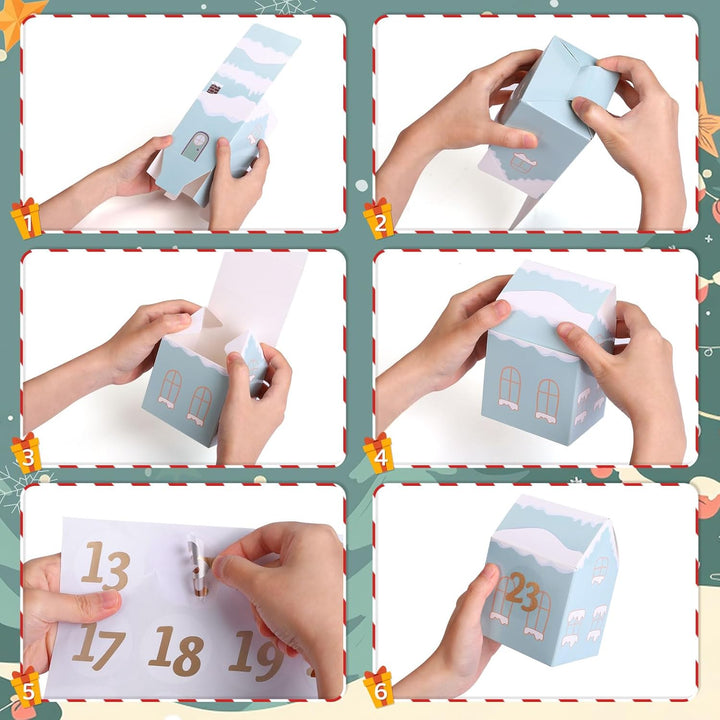 Kesote Adventskalender zum befüllen Kinder Weihnachtskalender Boxen Häuser Schachteln Weihnachten Ki