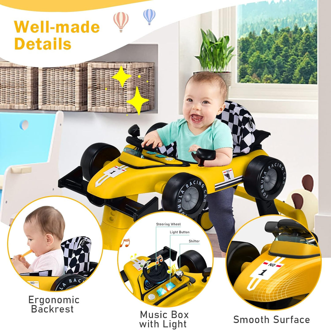 FANTASK 4 in 1 Lauflernhilfe, Baby Walker Autoförmig mit Musikbox, Licht &amp; Rädern, Lauflernwagen kla