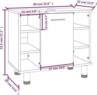 Tidyard Badezimmerschrank Badschrank Badmöbel Mit 7 Fächer und 1 Tür Midischrank Aufbewahrungsschran