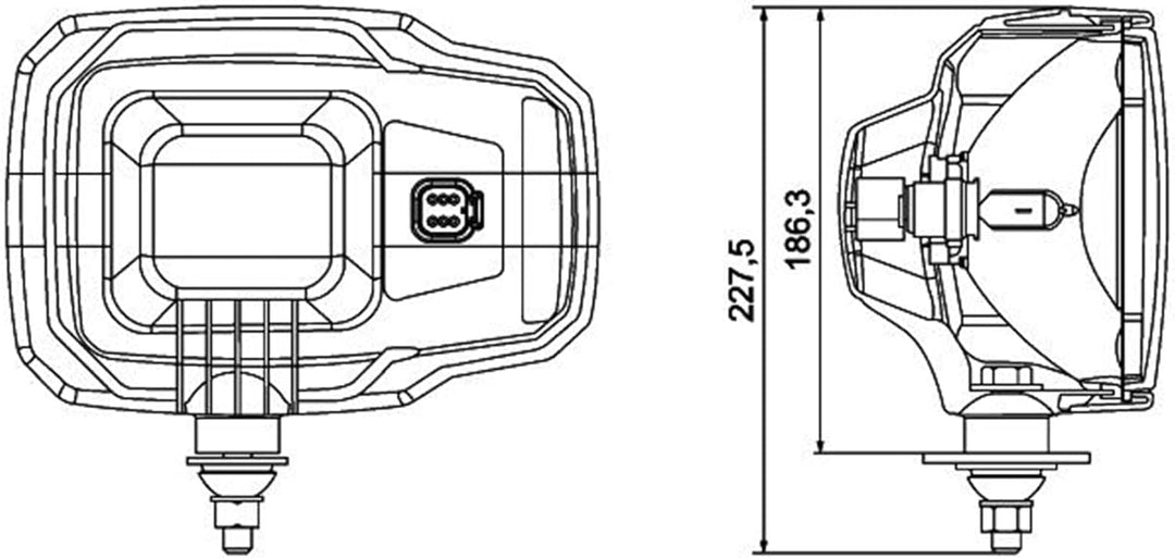 HELLA - Halogen-Hauptscheinwerfer - 12V - Einbau - Lichtscheibenfarbe: gelb - Stecker: DEUTSCH Steck