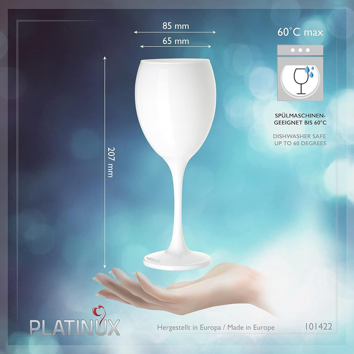 PLATINUX Weisse Weingläser Set 6 Teilig 320ml aus Glas massiv Getränkeglas Weissweingläser Rotweingl