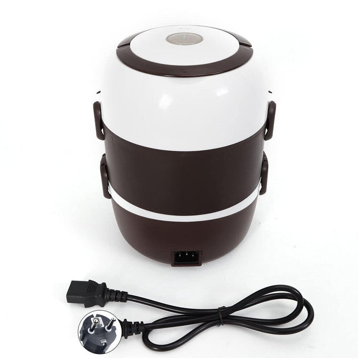 2L 3 Schichten Tragbare Brotdose Reiskocher Elektrisch Lunchbox, 360°Dampferhitzungstechnologie Esse