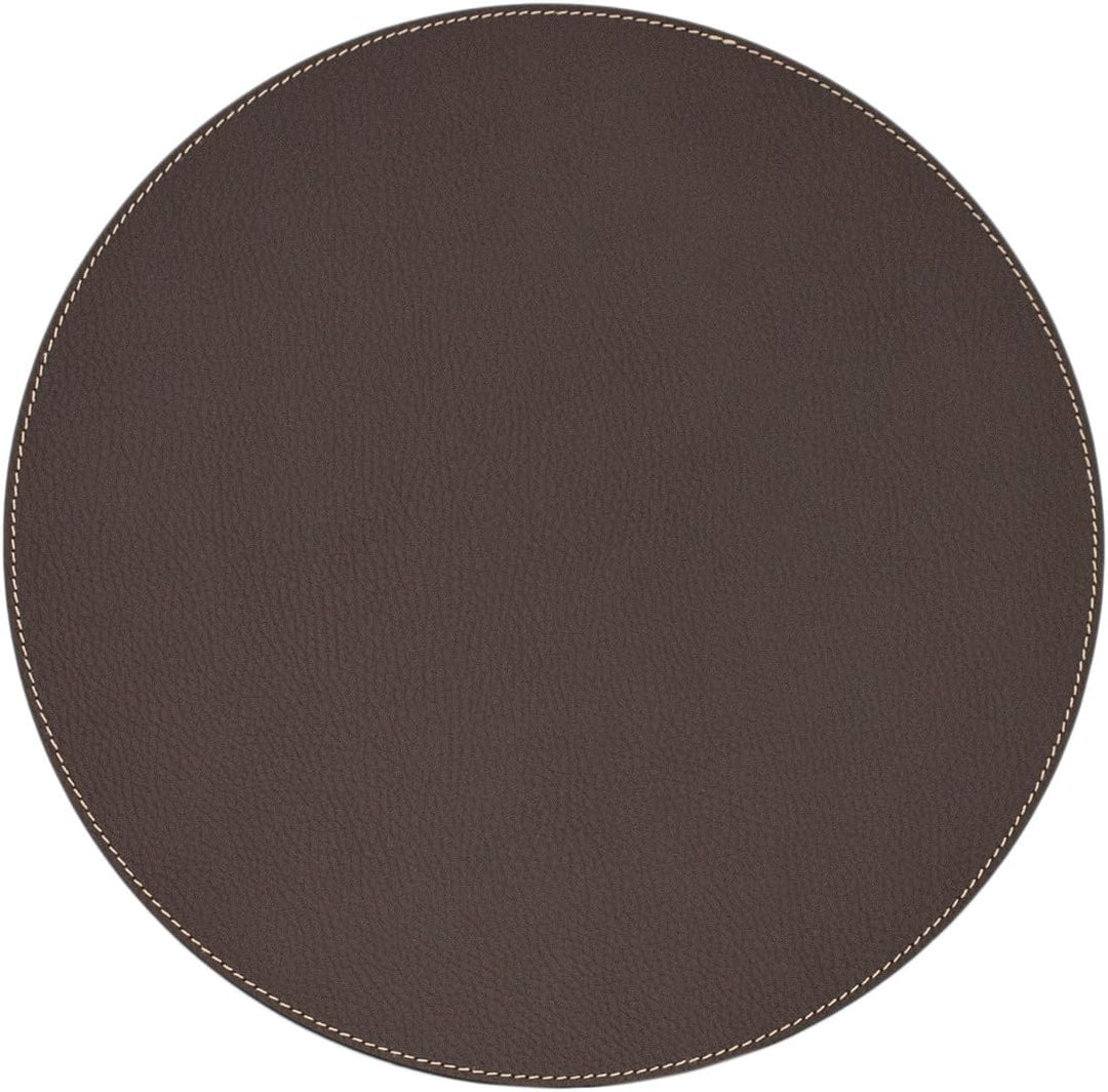Nikalaz Rund Platzsets und Untersetzer aus Recyceltem Leder, 2 Stück Tischsets, Platzdeckchen 33 cm