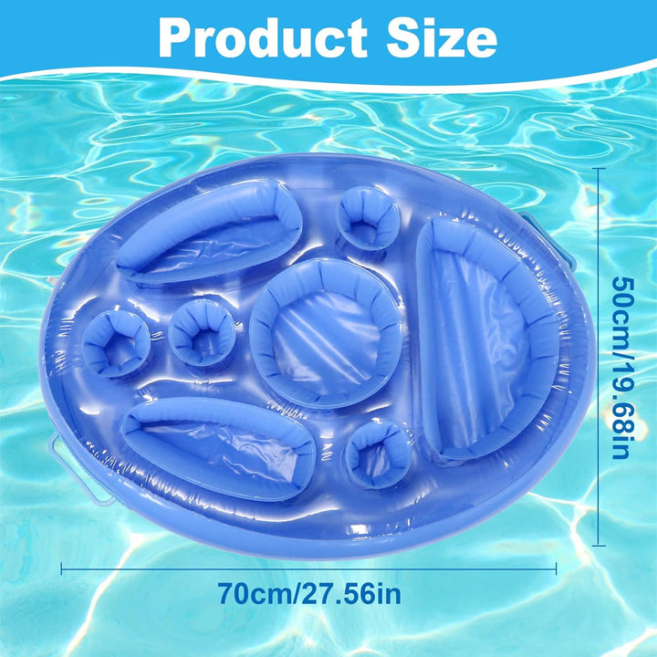 Aufblasbarer Poolbar 2 in1 Getränke und Snackhalter 8 Löcher Pool Schwimmender Getränkehalter Party
